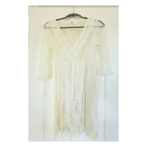 Free People Sheer Lace Cream Dress or long Tunic